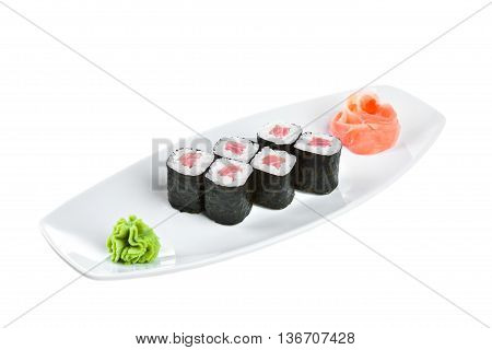 Sushi (tekki Maki Roll) On A White Background
