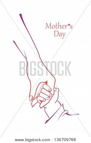 Mother and child hand by hand. Vector illustration.