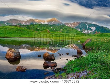 Mountain Landscape At Paramushir Island, Russia
