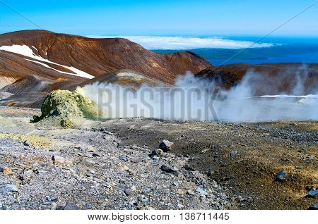 Ebeko  Volcano, Paramushir Island, Kuril Islands, Russia