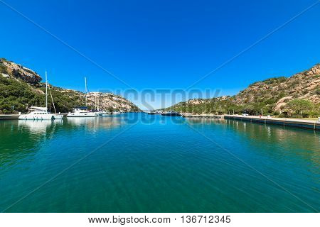 blue sea and clear sky in Poltu Quatu Sardinia