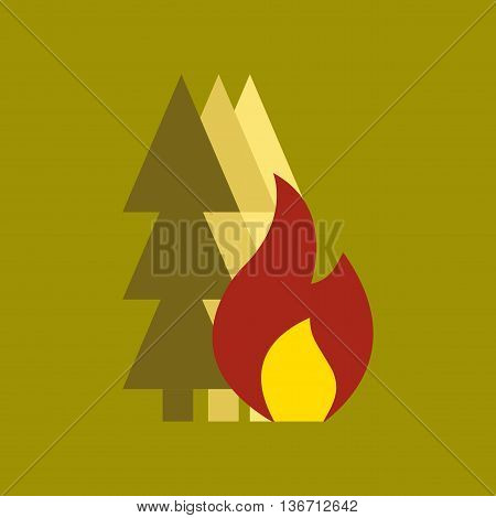 flat icon on stylish background nature forest fire