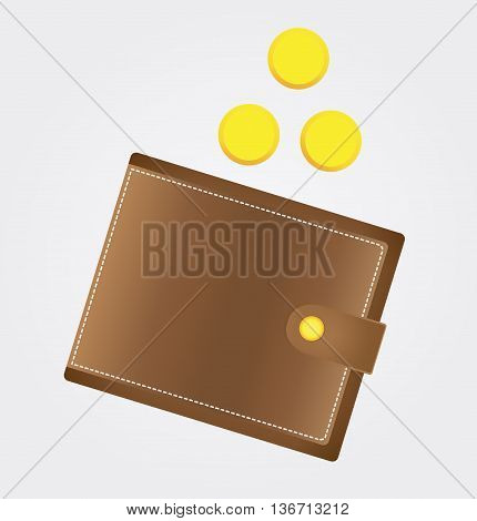 Icon purse with coins. Stock vector illustration.