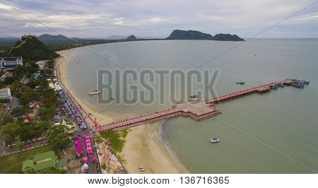aerial view of prachaupkhirikan harbor southern of thailand