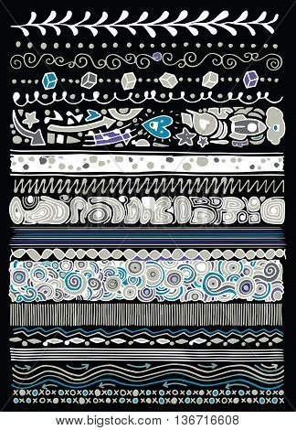 Set Of Hand Drawn Border Doodle