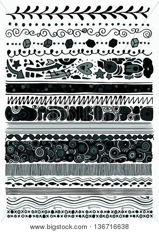 Set Of Hand Drawn Border Doodle