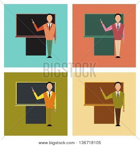 assembly of flat icons education male teacher
