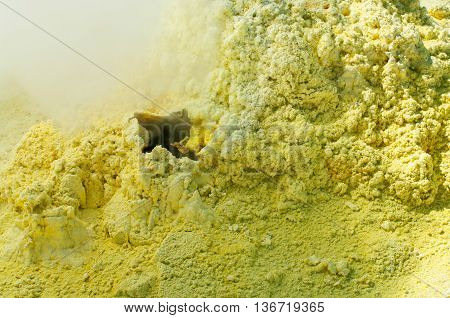 Sulfur Of Ebeko  Volcano, Paramushir Island, Russia