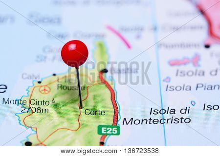 Corte pinned on a map of France