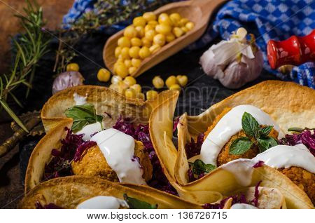 Falafel With Herbs And Cabbage