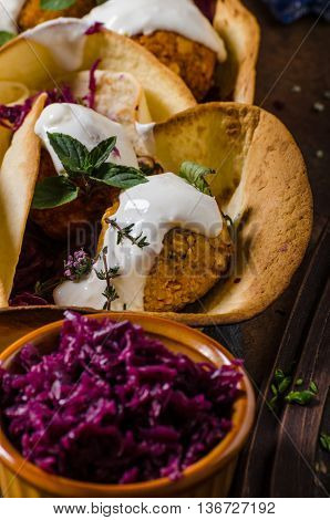 Falafel With Herbs And Cabbage