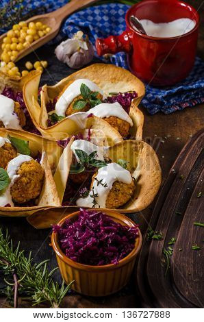 Falafel With Herbs And Cabbage
