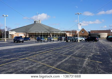 PLAINFIELD, ILLINOIS / UNITED STATES - DECEMBER 1, 2015: The Saint Mary Immaculate Parish Church offers worship services in Plainfield.