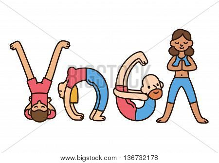 Cartoon Yoga Poses stock vector. Illustration of black - 88638861