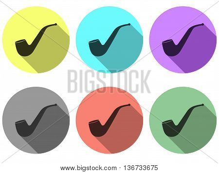 Smoking Pipe Set. Isolated On White Background. Smoking Tube. Vector Illustration.