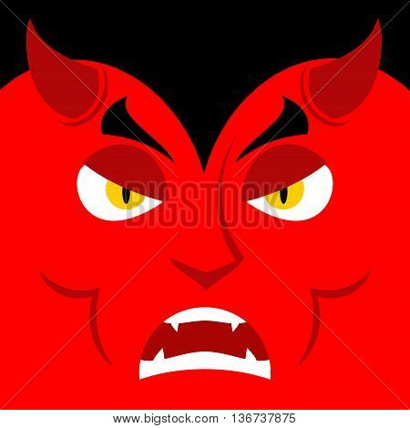 Evil Satan. Angry Emotion Devil. Unhappy With Demon Frowning. Aggressive Lucifer. Prince Of Darkness