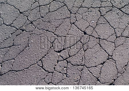 Texture of road surface made of asphalt concrete with a net of cracks