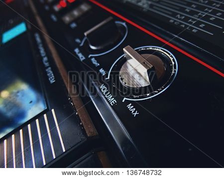 Old tape recorder play cassette audio vintage retro volume sound 80s 70s