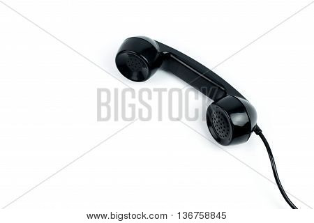 Retro black vintage phone on white background