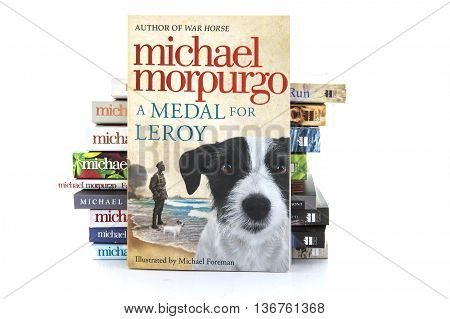SWINDON UK - JULY 11 2016: A Medal for Leroy by Michael Morpurgo on awhite background