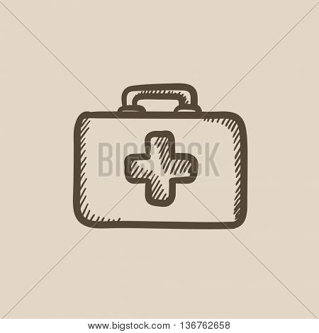 First aid kit vector sketch icon isolated on background. Hand drawn First aid kit icon. First aid kit sketch icon for infographic, website or app.