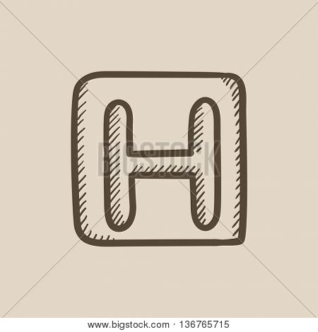 Hospital sign vector sketch icon isolated on background. Hand drawn Hospital sign icon. Hospital sign sketch icon for infographic, website or app.