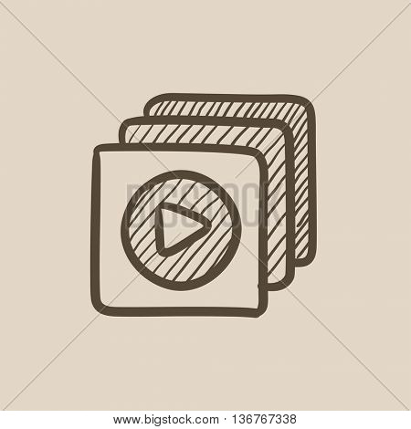 Media player vector sketch icon isolated on background. Hand drawn Media player icon. Media player sketch icon for infographic, website or app.