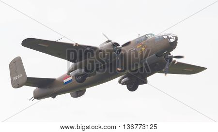 Leeuwarden, The Netherlands - June 11: Ww2 B-25 Mitchell Bomber In Dutch Markings During The Dutch A