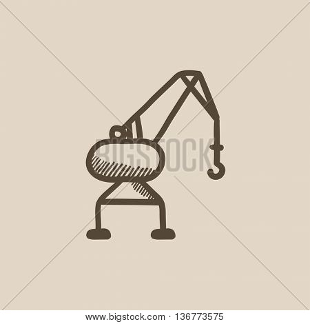 Harbor crane vector sketch icon isolated on background. Hand drawn Harbor crane icon. Harbor crane sketch icon for infographic, website or app.