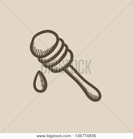 Honey dipper vector sketch icon isolated on background. Hand drawn Honey dipper icon. Honey dipper sketch icon for infographic, website or app.