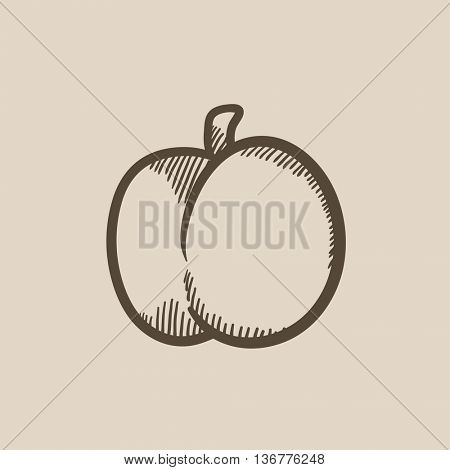 Plum with leaf vector sketch icon isolated on background. Hand drawn Plum with leaf icon. Plum with leaf sketch icon for infographic, website or app.