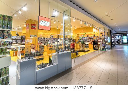 KUALA LUMPUR MALAYSIA - MAY 30 2016: LEGO Shop at the Setia City Mall Setia Alam. LEGO is a popular line of construction toys manufactured by The Lego Group.