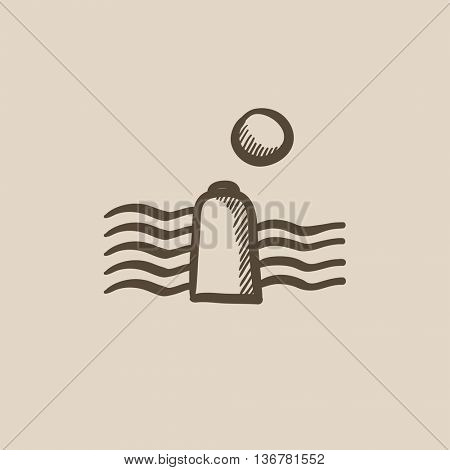 Solar energy and hydropower vector sketch icon isolated on background. Hand drawn Solar energy and hydropower icon. Solar energy and hydropower sketch icon for infographic, website or app.