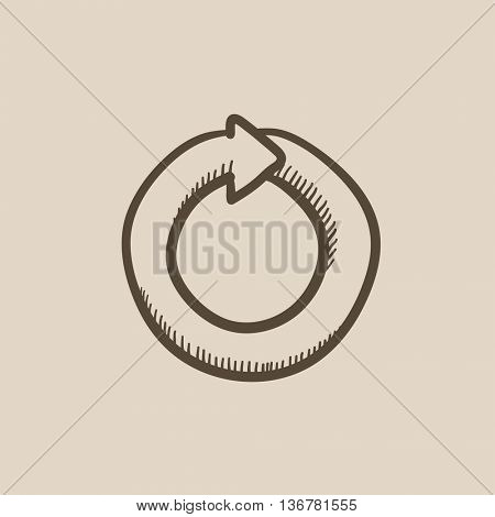Circular arrow vector sketch icon isolated on background. Hand drawn Circular arrow icon. Circular arrow sketch icon for infographic, website or app.