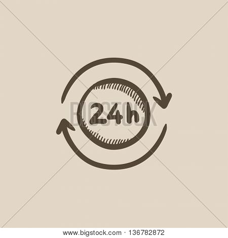 Service 24 hrs vector sketch icon isolated on background. Hand drawn Service 24 hrs icon. Service 24 hrs sketch icon for infographic, website or app.