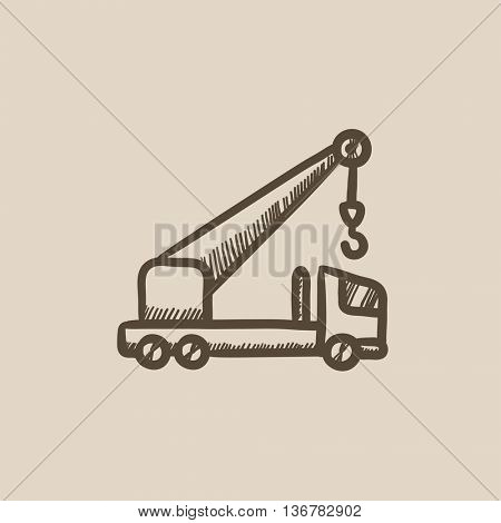 Mobile crane vector sketch icon isolated on background. Hand drawn Mobile crane icon. Mobile crane sketch icon for infographic, website or app.