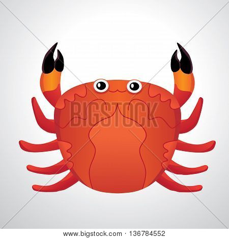 red colored crab with patch of reflected light abstract vector illustration