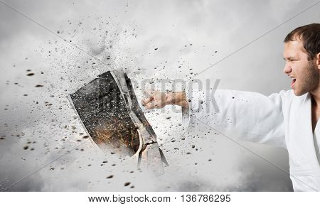 Krate man in action . Mixed media