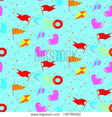 Seamless Pattern With Different Kites
