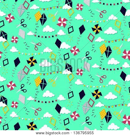 Seamless Pattern With Different Kites