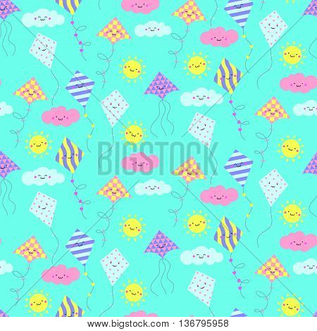 Seamless Pattern With Different Kites