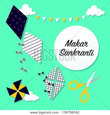 Marar Sankranti Celebration Card With Kites