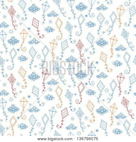 Seamless Pattern With Different Kites