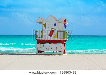 Miami beach baywatch tower in south beach of Florida USA