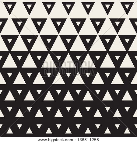 Vector Seamless Black and White Triangle Halftone Geometric Pattern. Abstract Geometric Background Design
