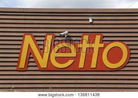 paris france-june 12 2016: Paris sing on a wall of a Netto supermarket in Paris France