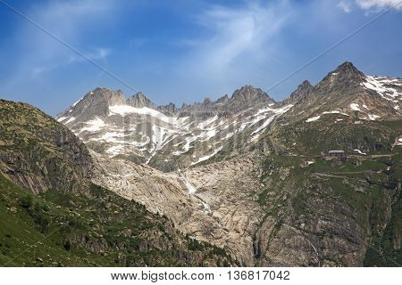 Rhone glacier, source of Rhone river