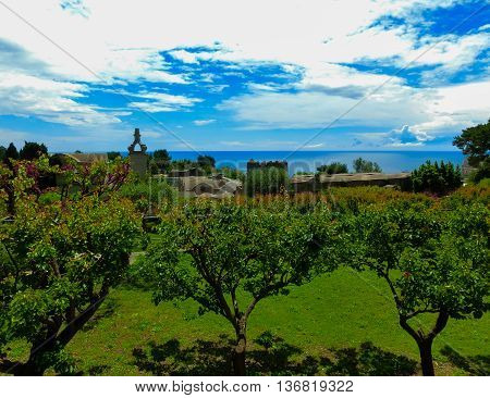 Bautiful public garden in Capri island, Italy