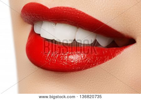 Beauty And Fashion. Woman Smile. Teeth Whitening. Dental Care