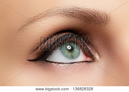 Oriental Style. Beautiful Clean Skin, Saturated Make-up